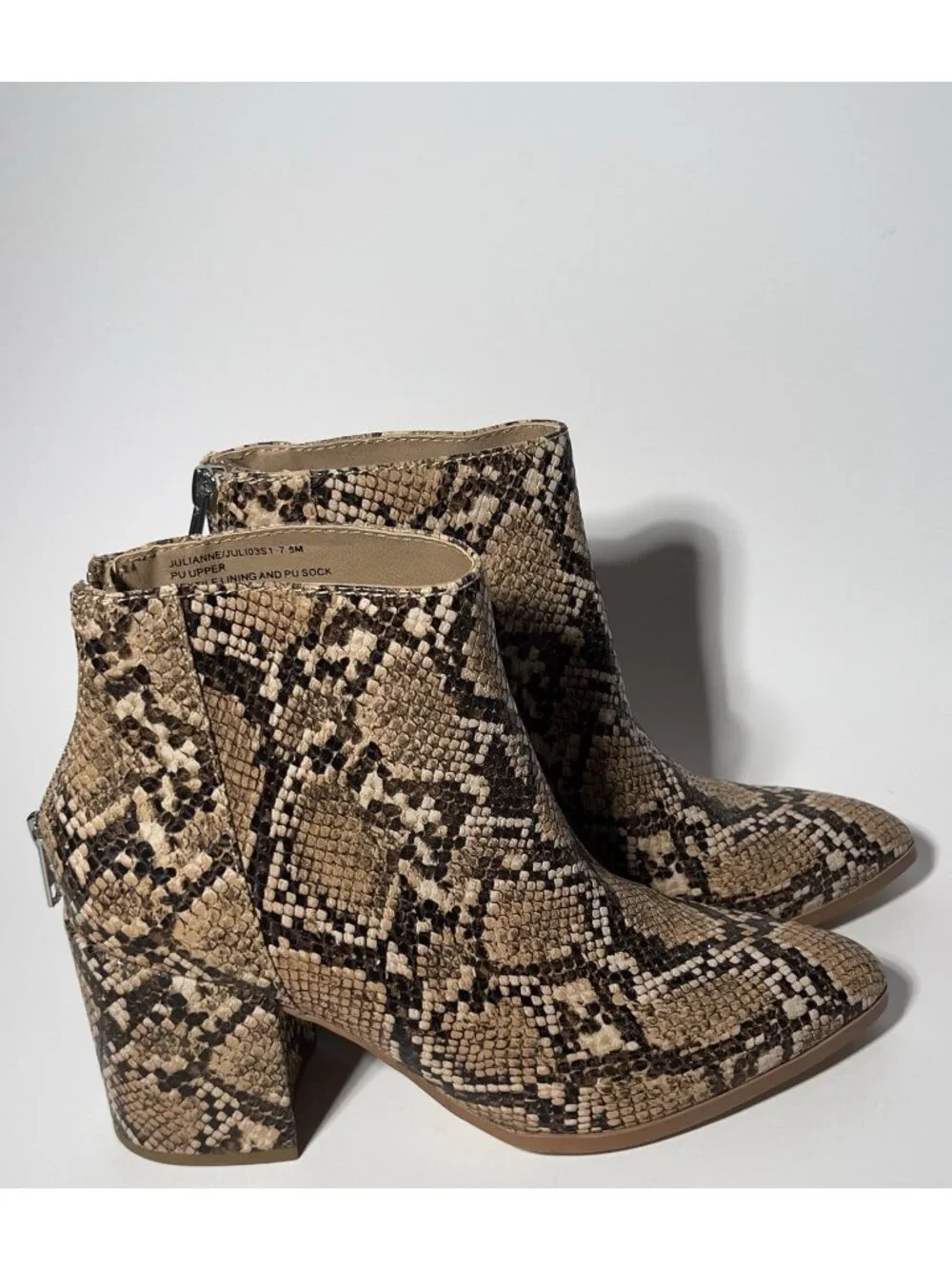 Steve Madden Julianne Snake Print Ankle Boots Women’s 7.5M New No Box